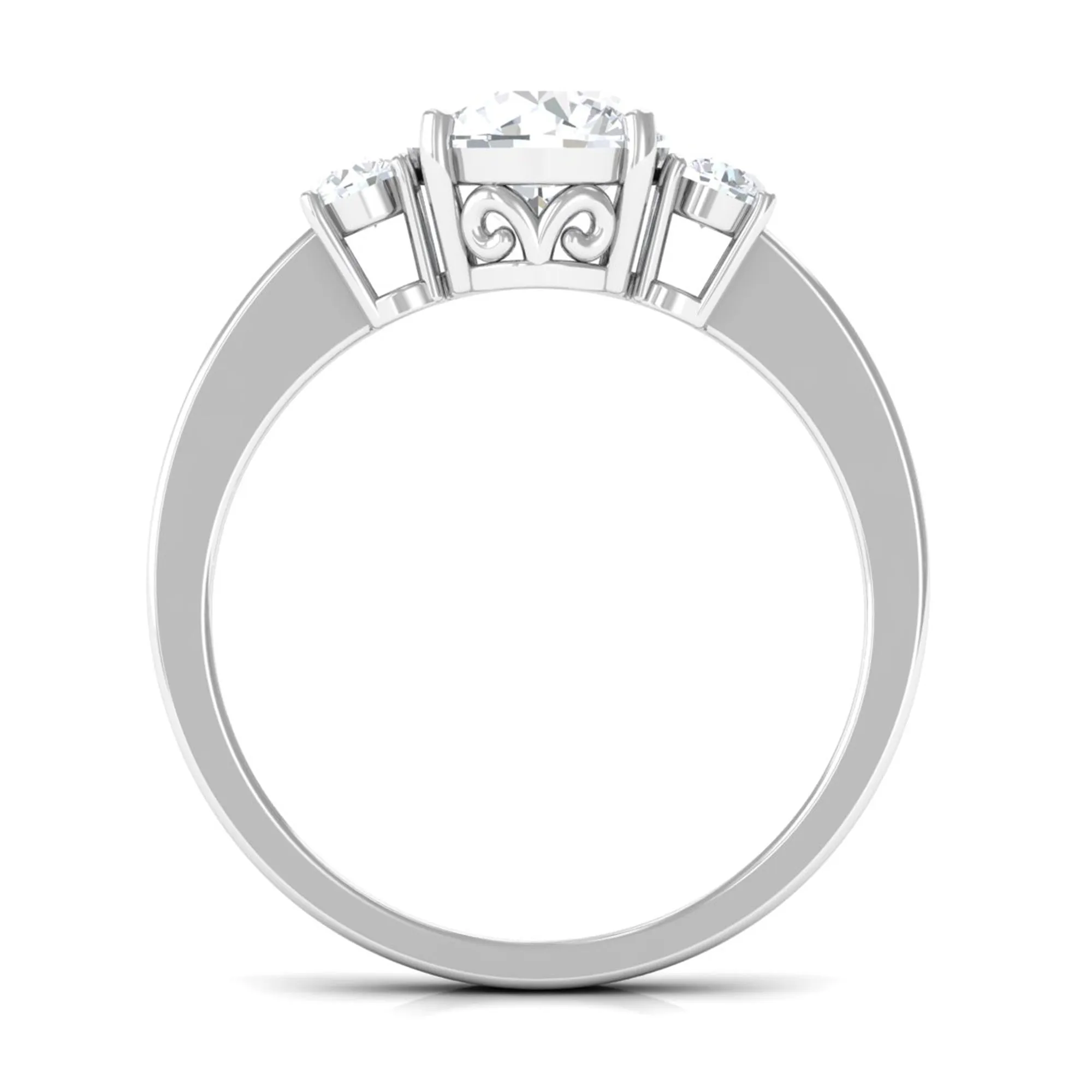 1.50 CT Round Zircon Three Stone Engagement Ring in Gold