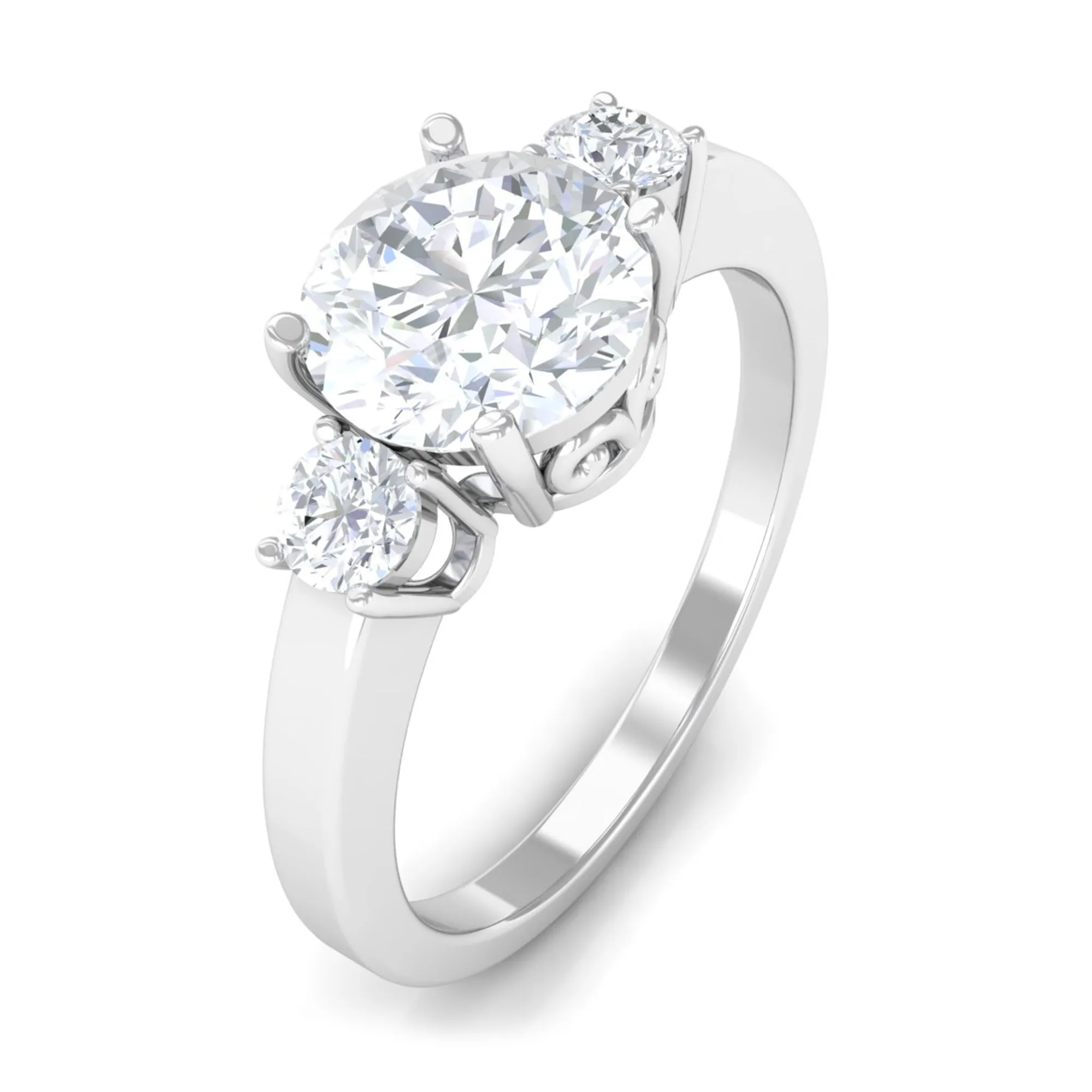 1.50 CT Round Zircon Three Stone Engagement Ring in Gold