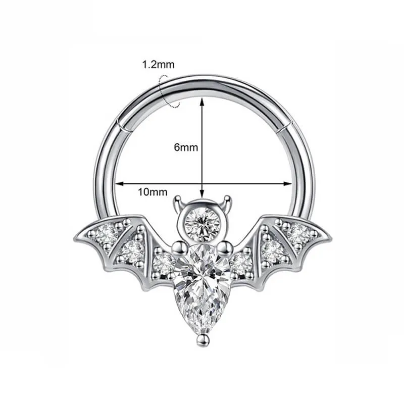 16G Bat Stainless Steel Hinged Nose Ring