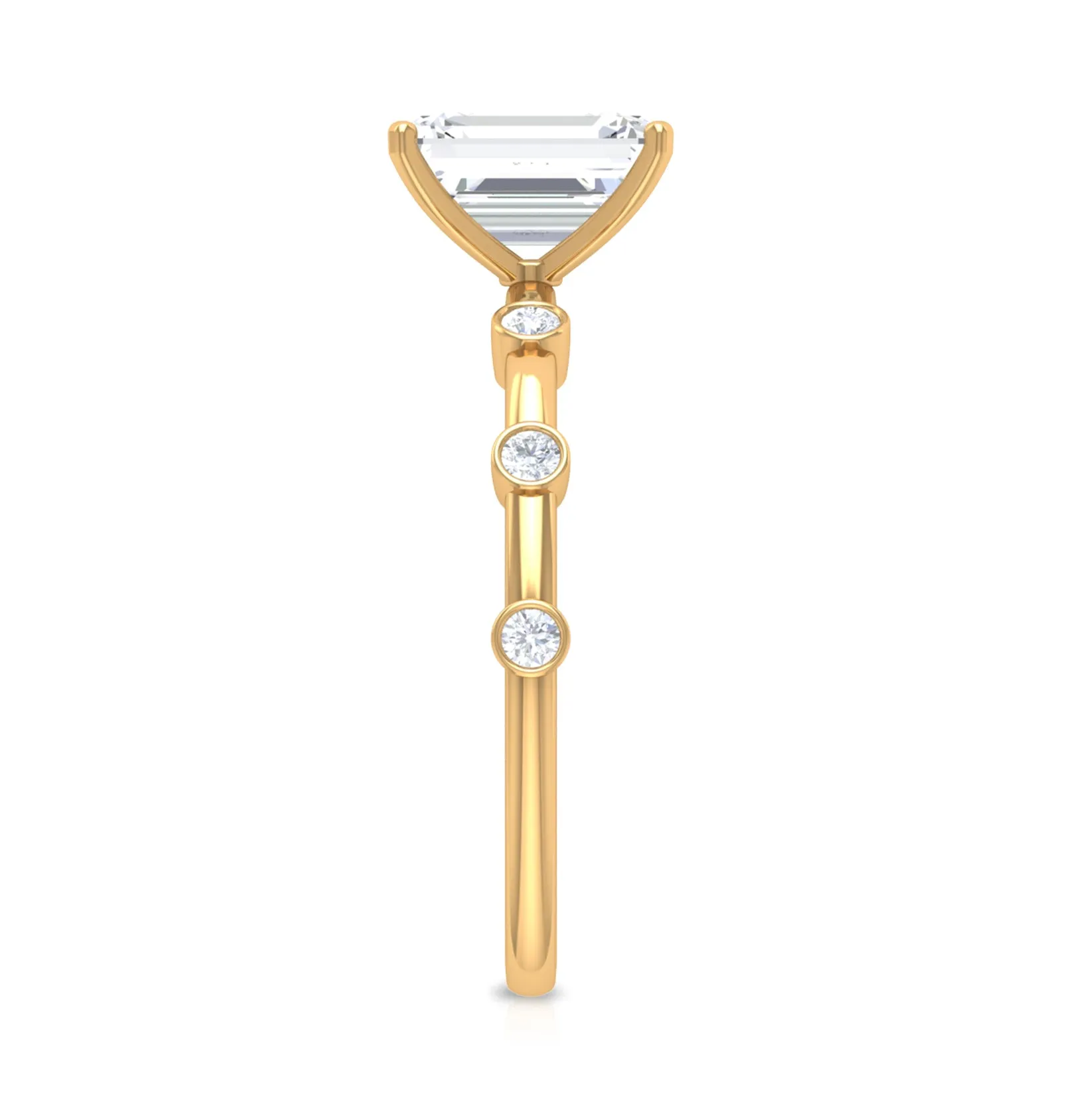 1.75 CT Octagon Cut Solitaire Moissanite Ring with Spaced Accent