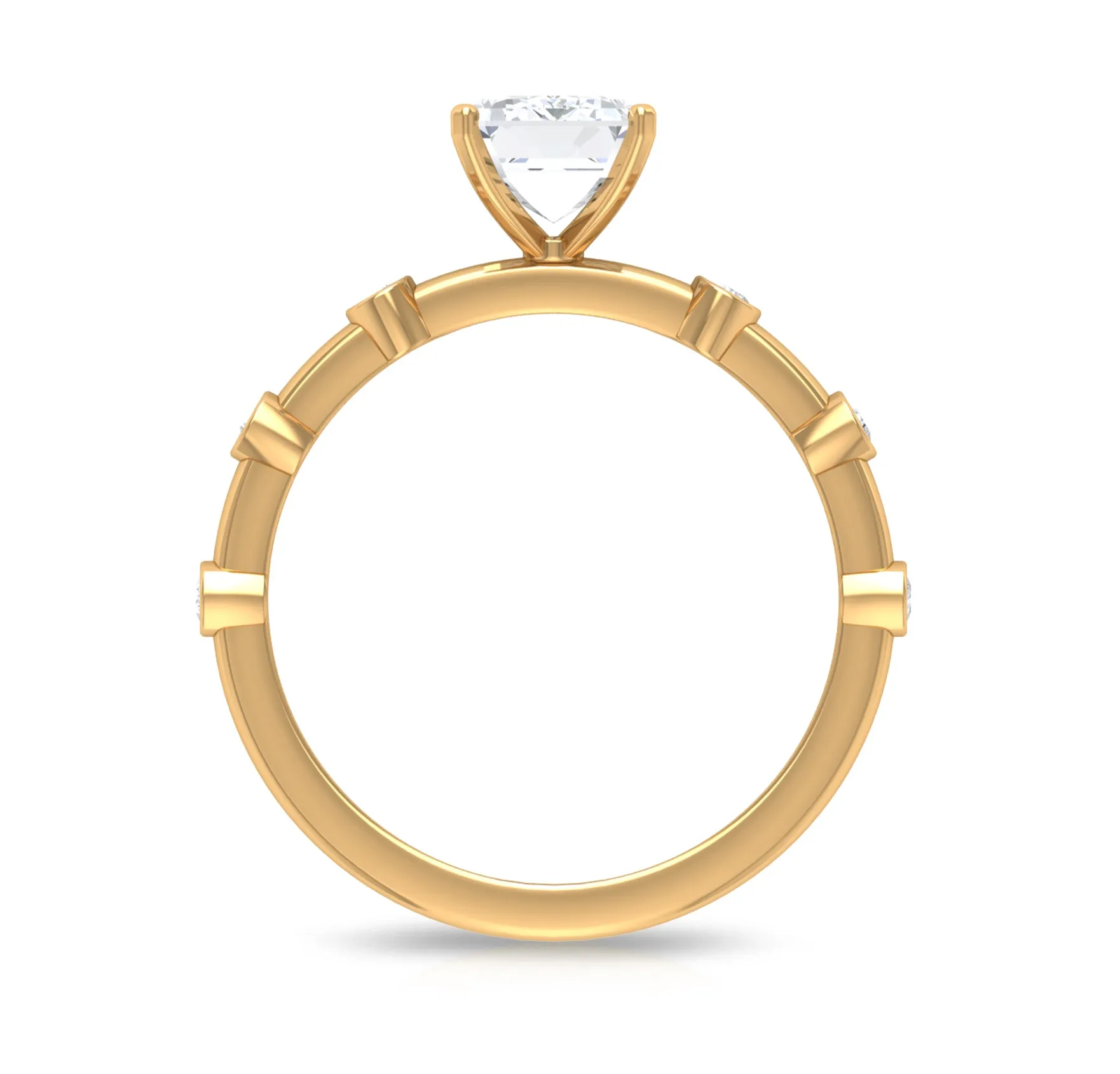 1.75 CT Octagon Cut Solitaire Moissanite Ring with Spaced Accent
