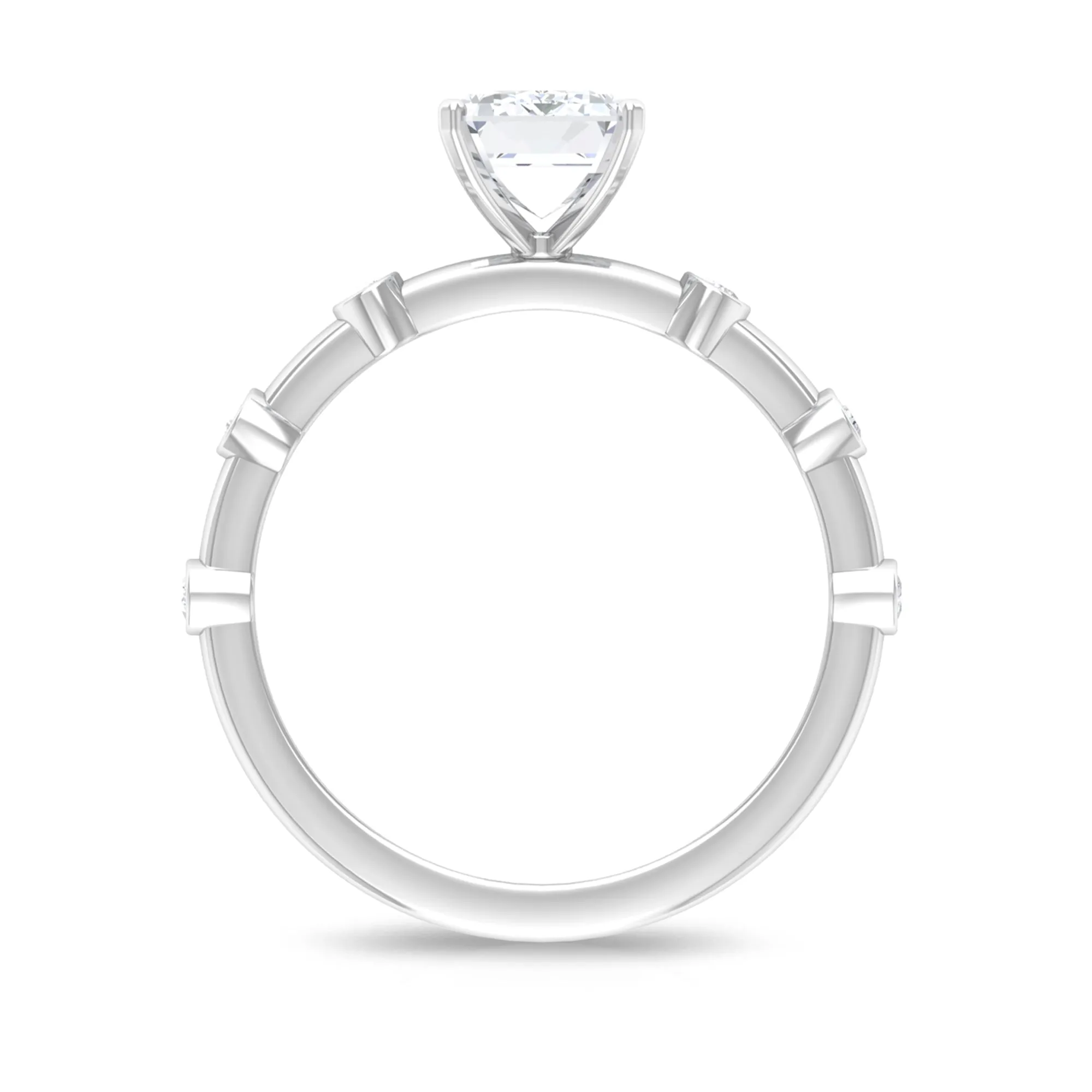 1.75 CT Octagon Cut Solitaire Moissanite Ring with Spaced Accent