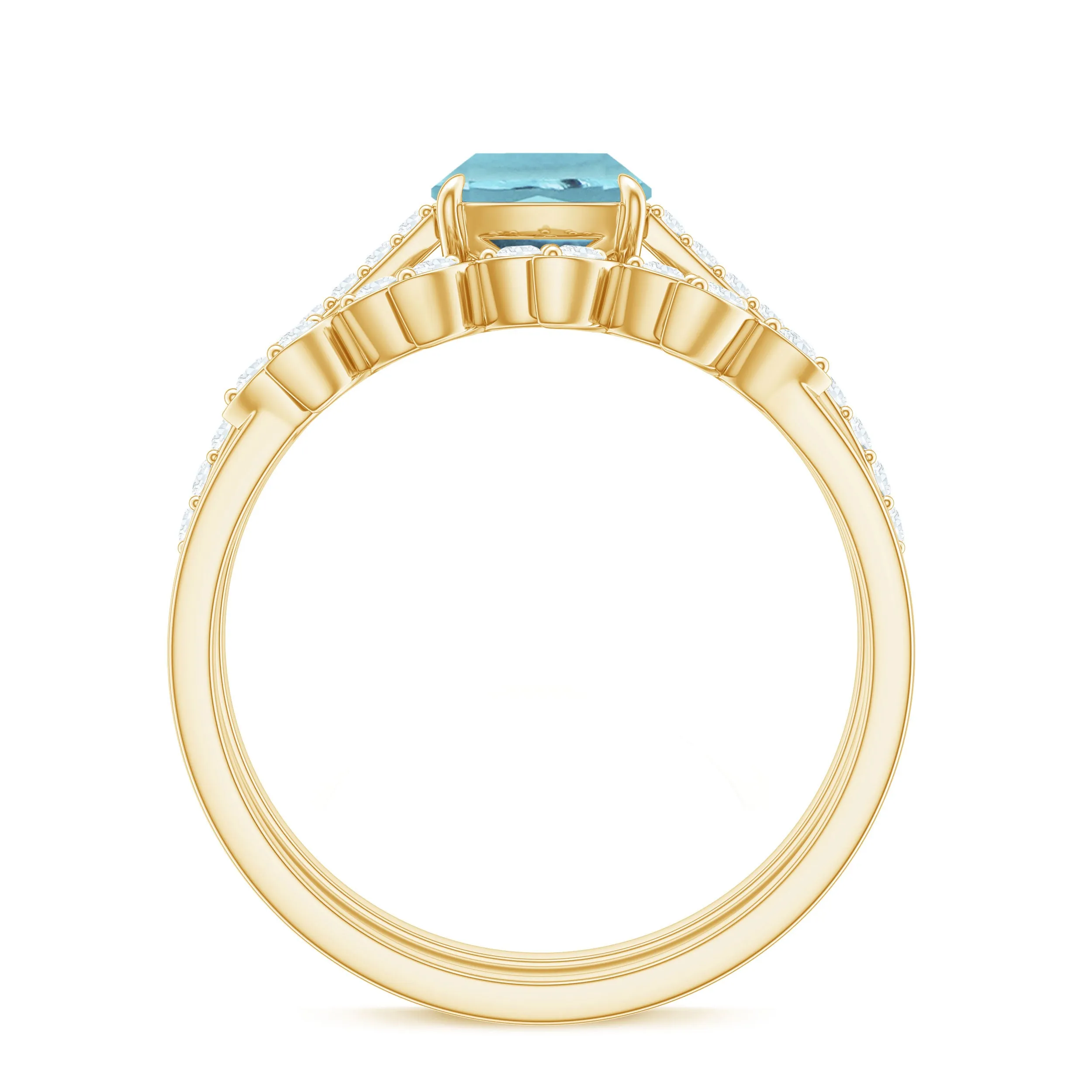 1.75 CT Sky Blue Topaz and Diamond Ring Set