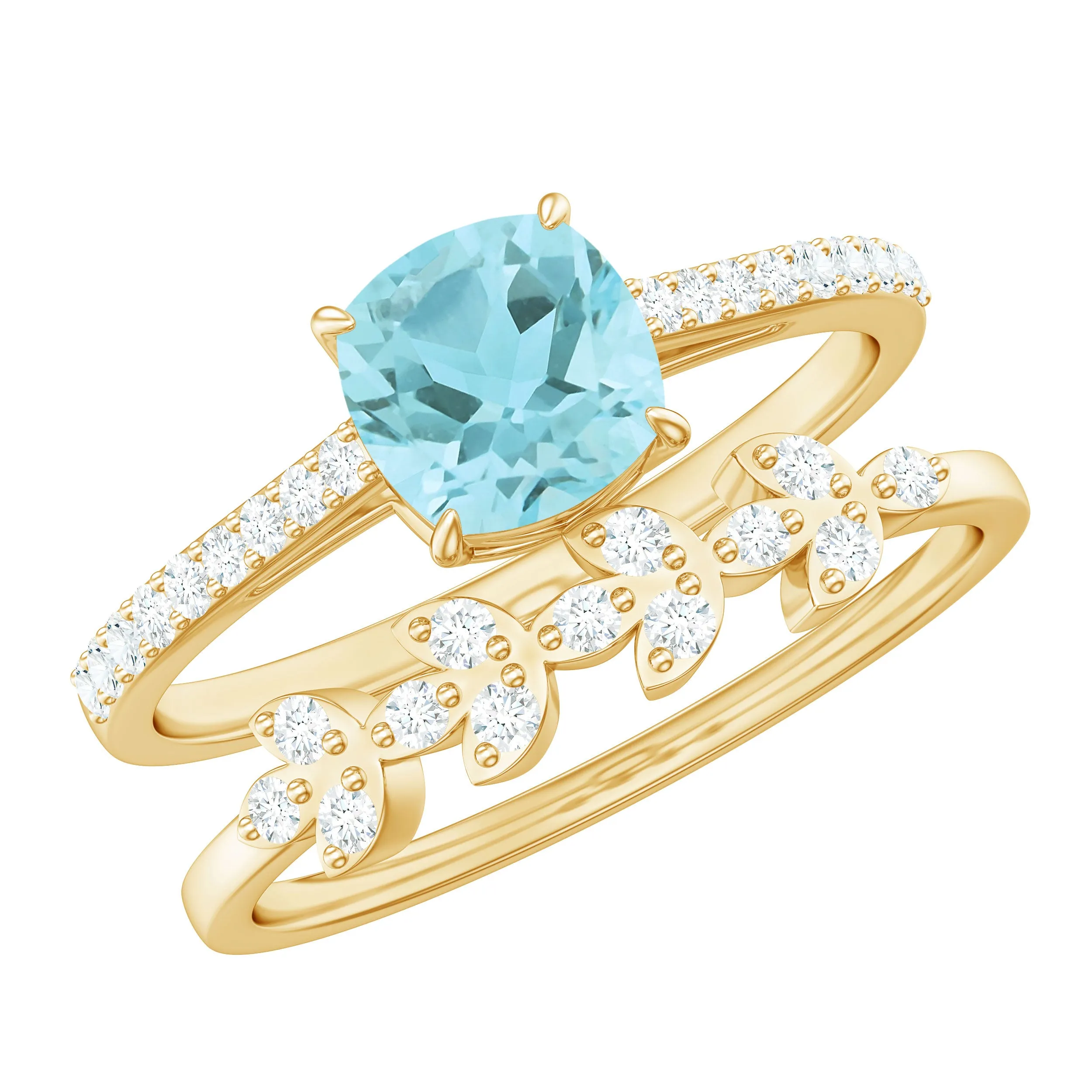1.75 CT Sky Blue Topaz and Diamond Ring Set