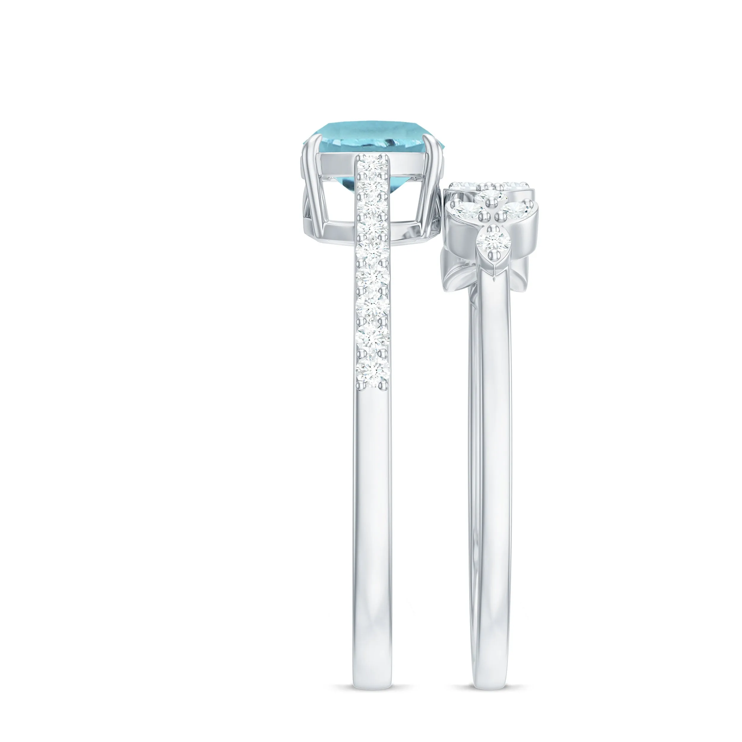 1.75 CT Sky Blue Topaz and Diamond Ring Set
