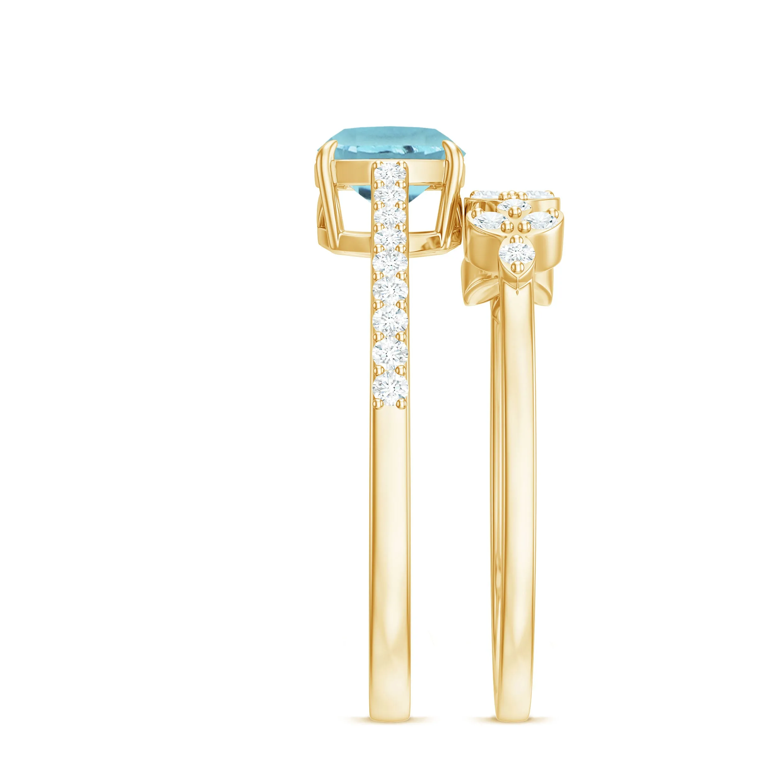 1.75 CT Sky Blue Topaz and Diamond Ring Set