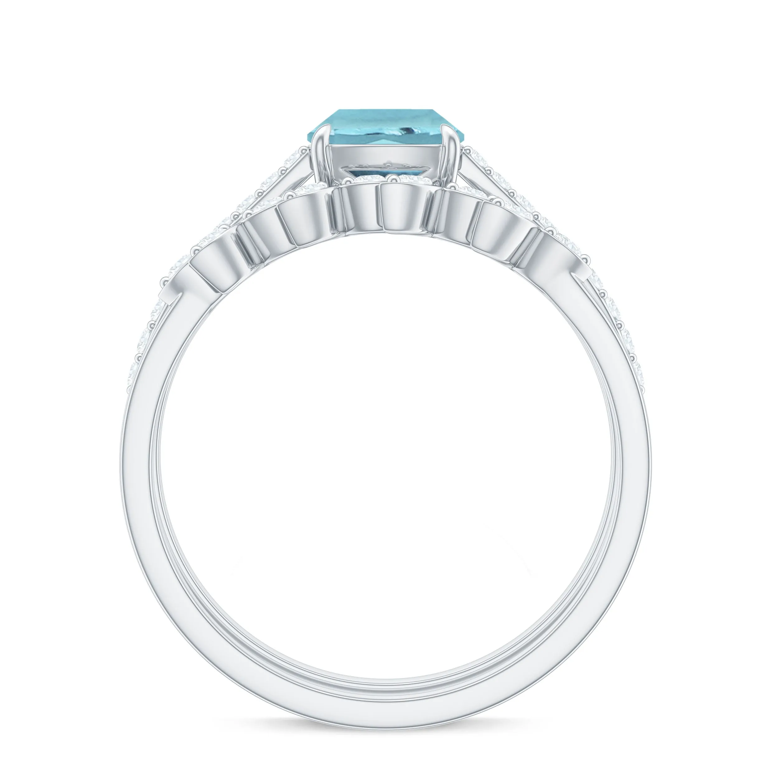 1.75 CT Sky Blue Topaz and Diamond Ring Set