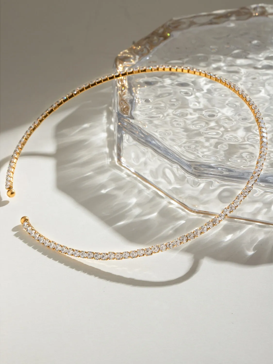 18K gold-plated Necklace Stainless Steel Jack&Din Inlaid Zircon Round Chocker