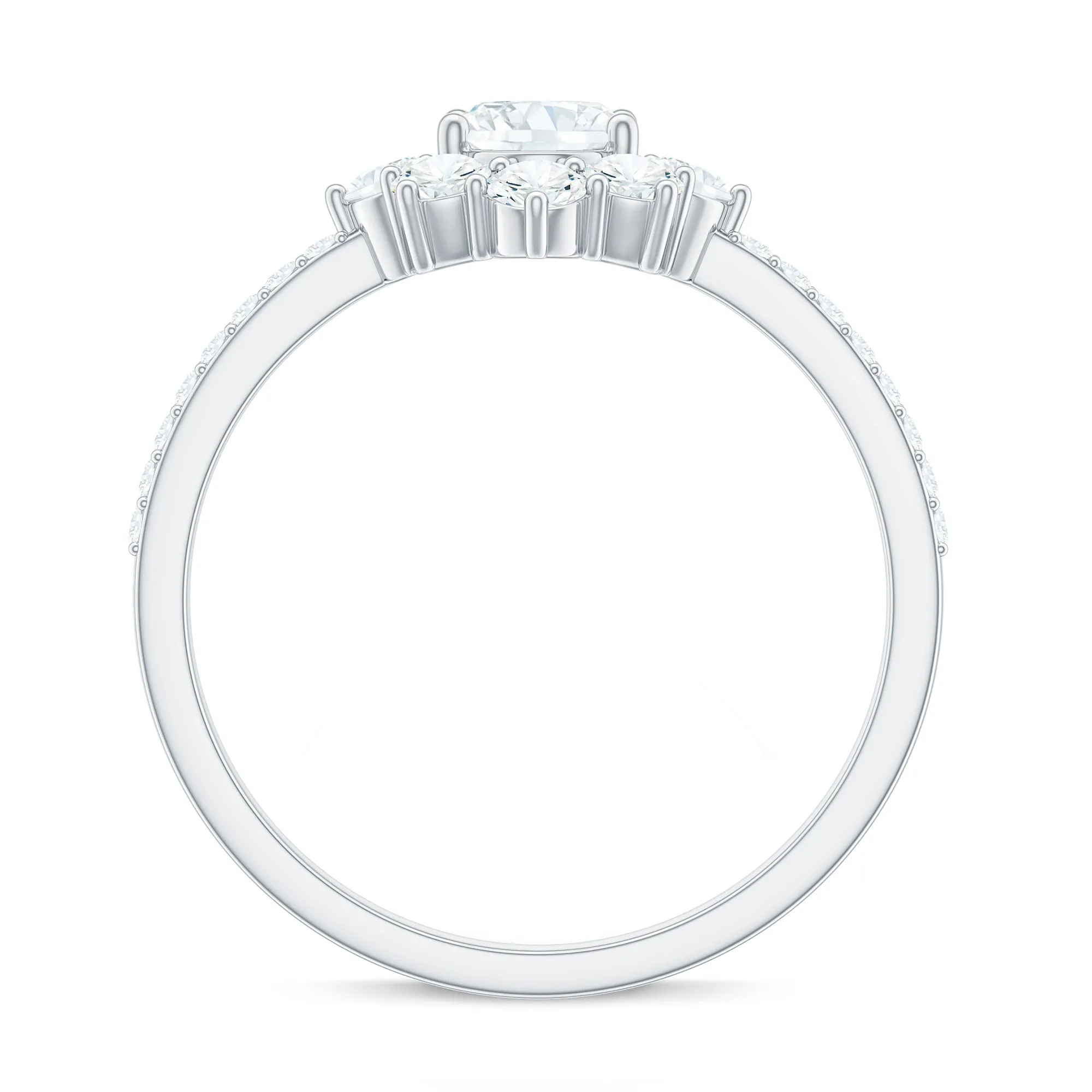 2 CT Oval Cubic Zirconia Engagement Ring with Half Halo
