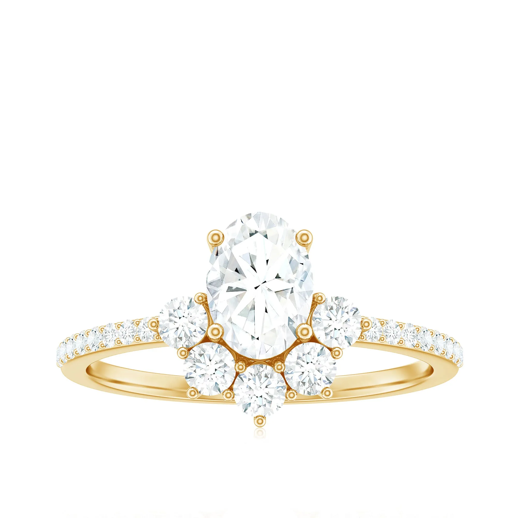 2 CT Oval Cubic Zirconia Engagement Ring with Half Halo