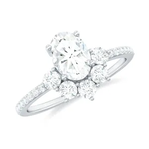 2 CT Oval Cubic Zirconia Engagement Ring with Half Halo