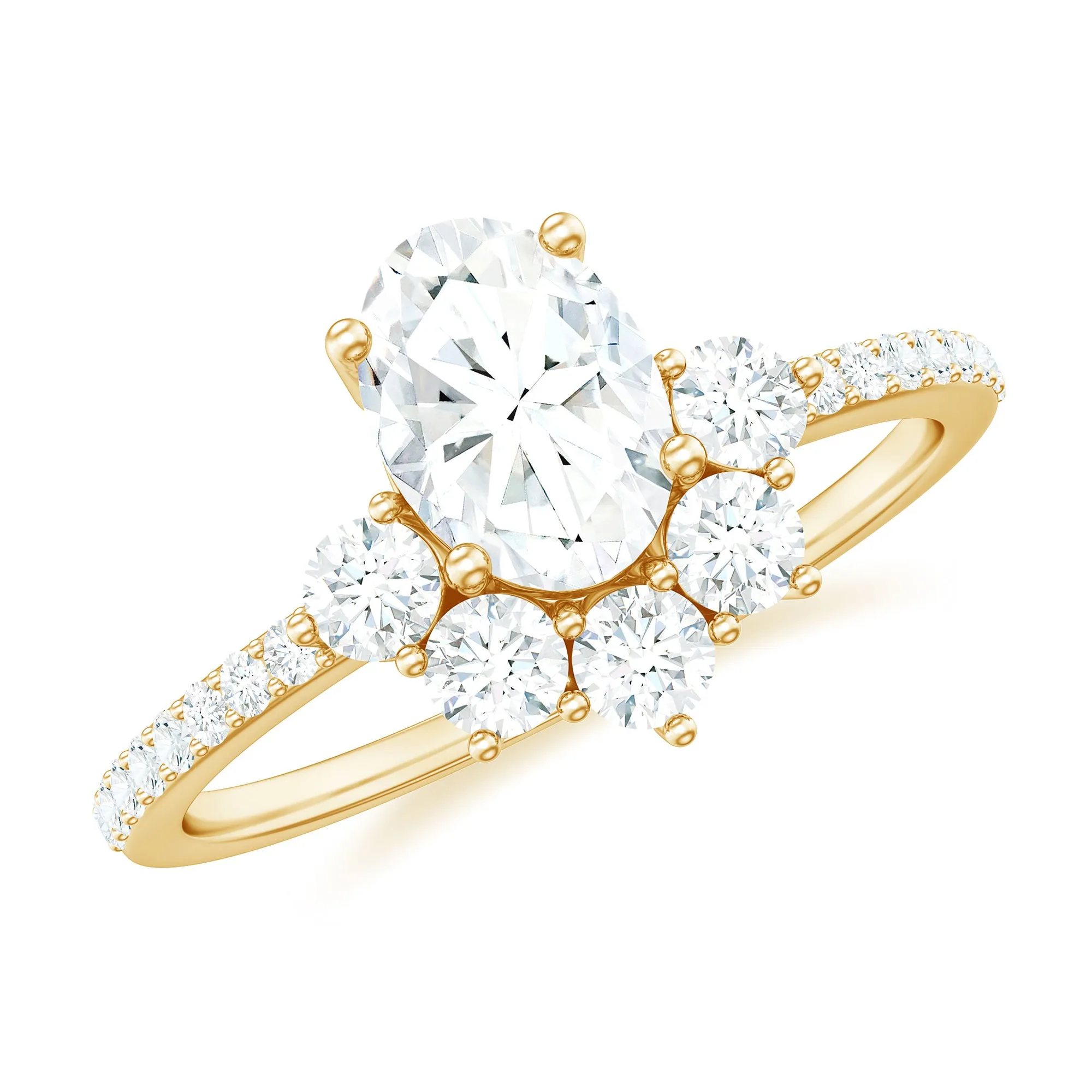 2 CT Oval Cubic Zirconia Engagement Ring with Half Halo