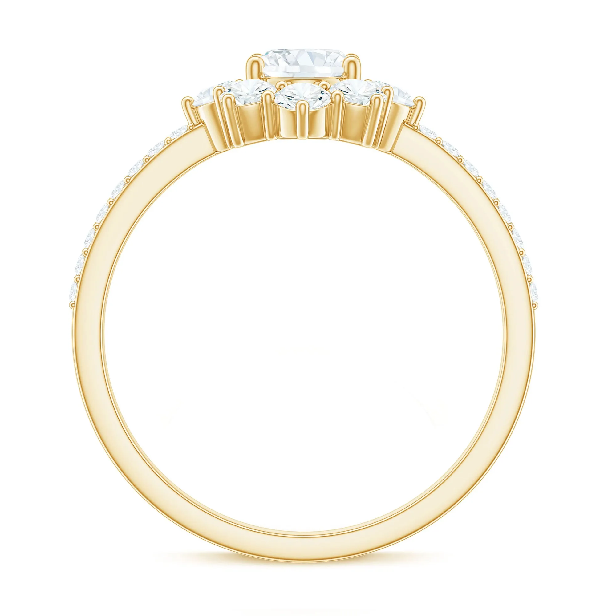 2 CT Oval Cubic Zirconia Engagement Ring with Half Halo