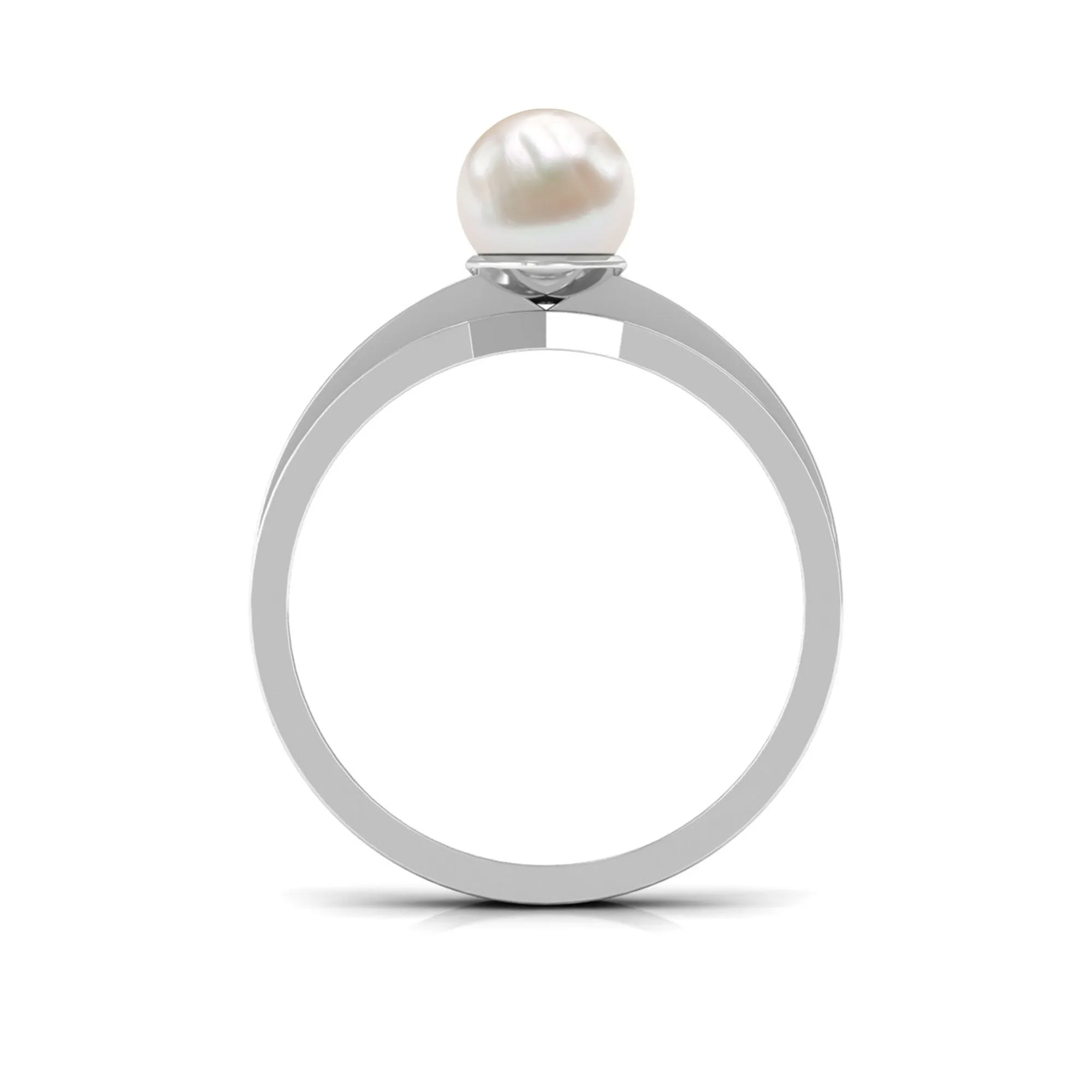 2.50 CT Freshwater Pearl Solitaire Ring with Diamond Side Stones