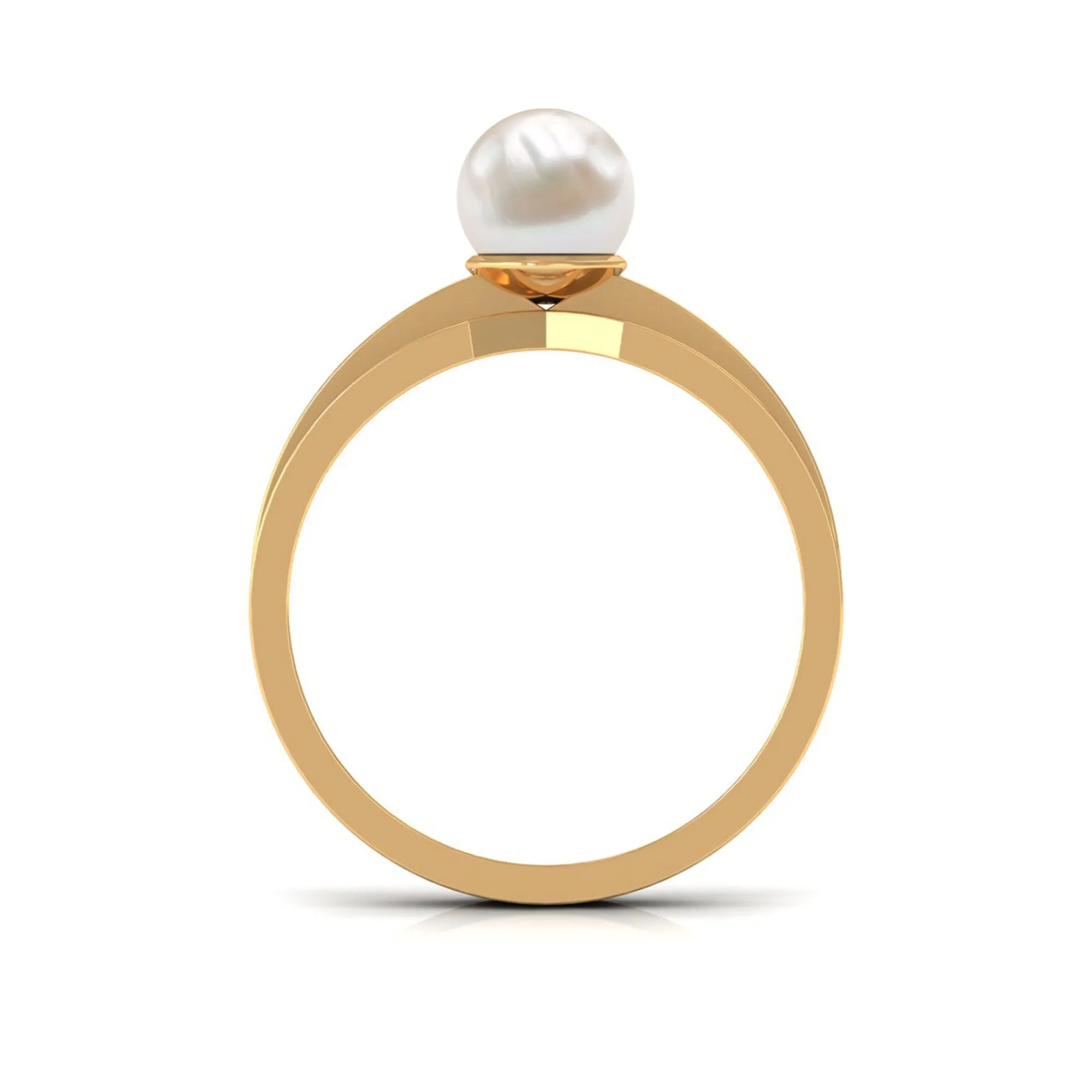 2.50 CT Freshwater Pearl Solitaire Ring with Diamond Side Stones