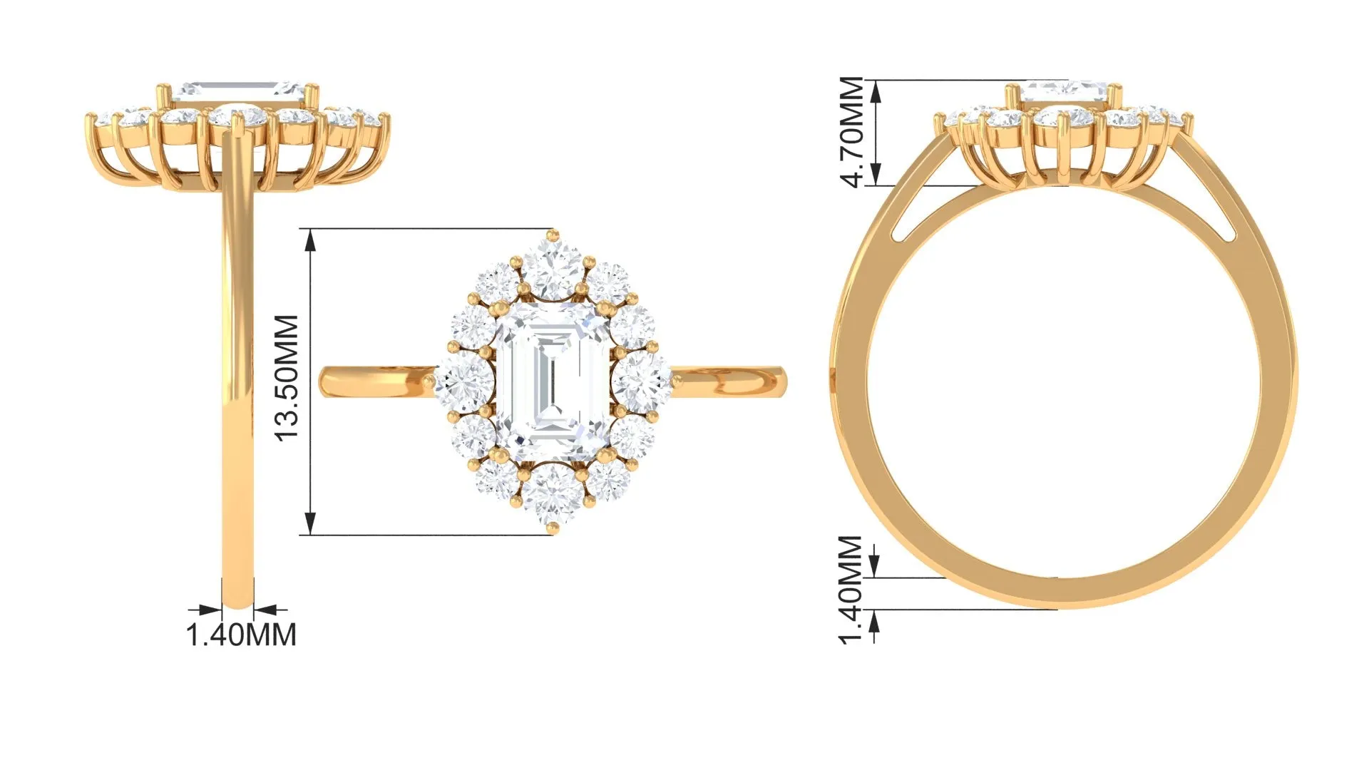 2.50 CT Octagon Cut Zircon Halo Engagement Ring