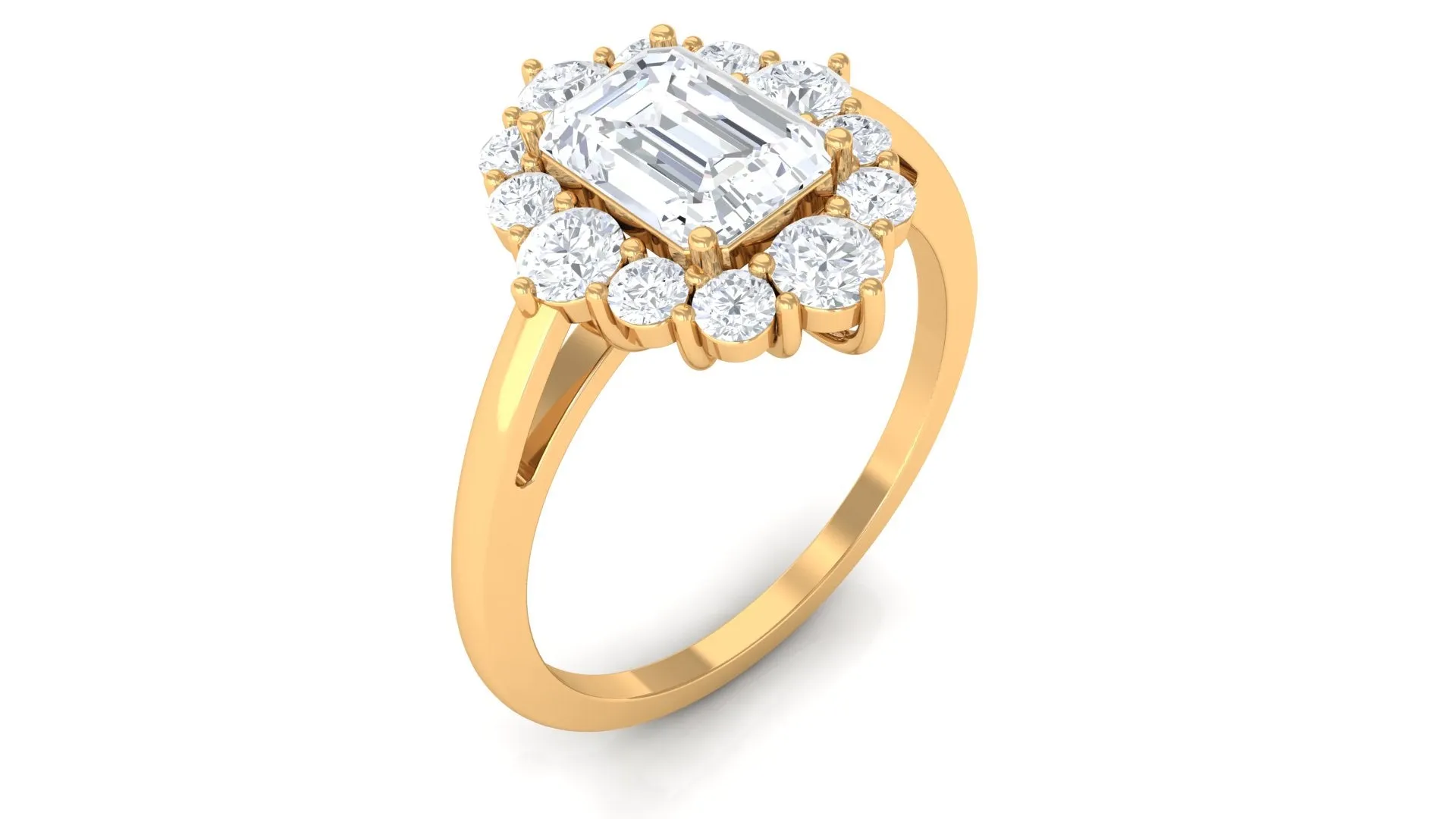 2.50 CT Octagon Cut Zircon Halo Engagement Ring