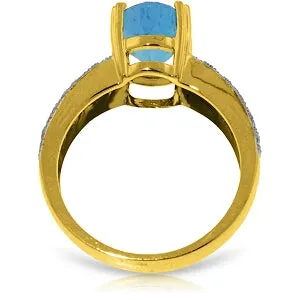 3.2 Carat 14K Solid Yellow Gold Sounds w/ in Blue Topaz Diamond Ring