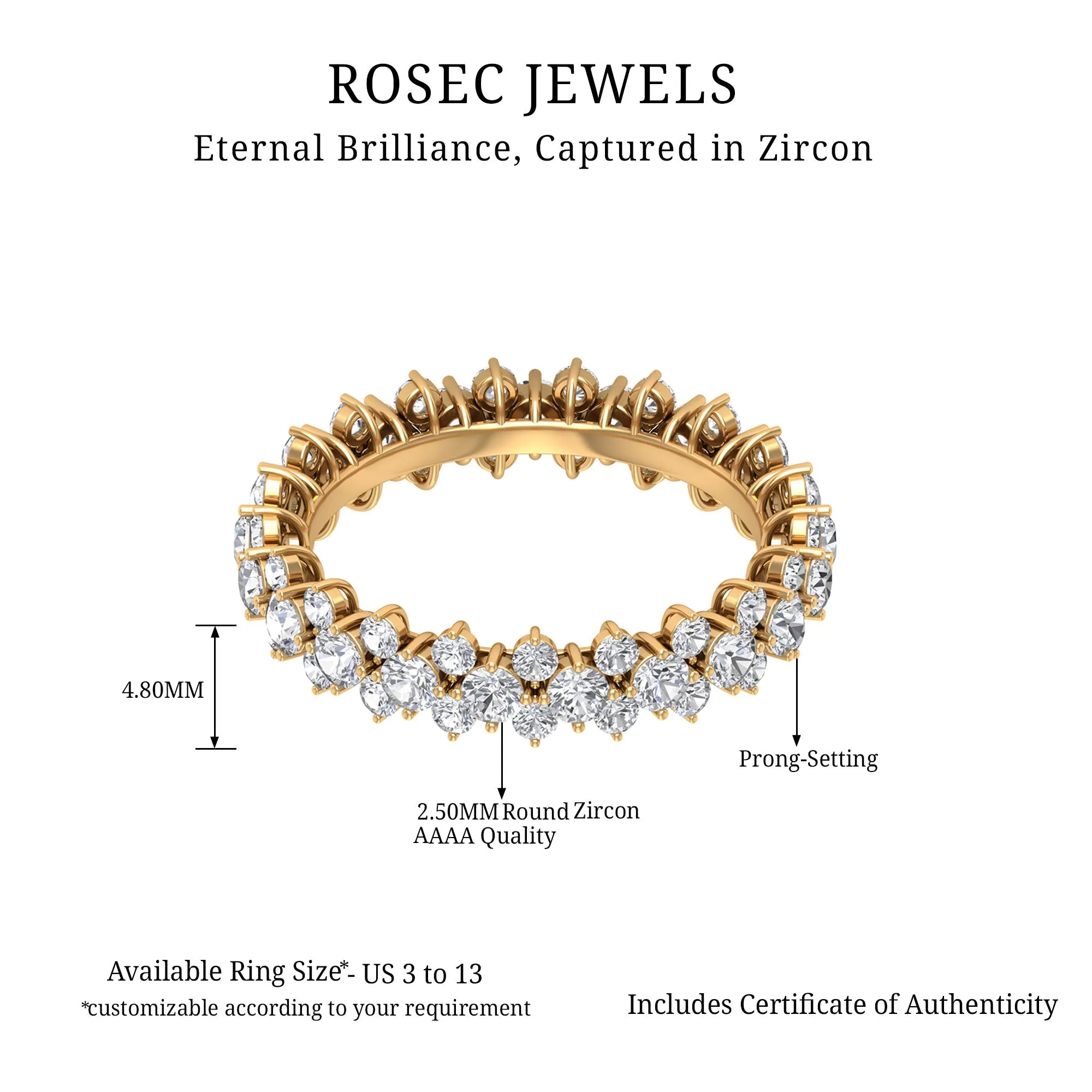 3.5 CT Zircon Cluster Eternity Ring in Prong Setting