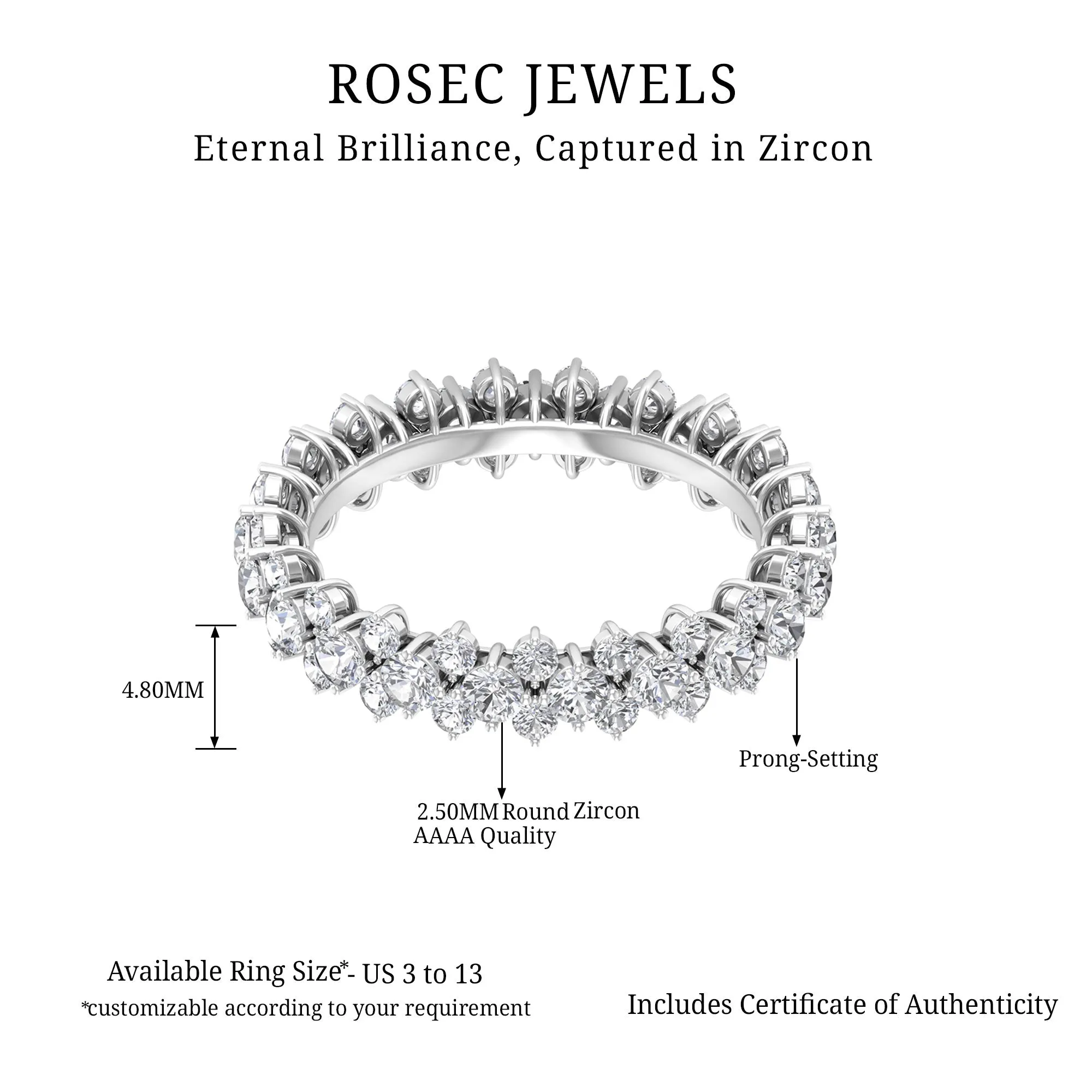 3.5 CT Zircon Cluster Eternity Ring in Prong Setting