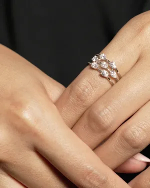 7 Pear Zircon Stones Ring Silver