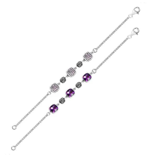 AB-9007-AM Sterling Silver Bracelet With Amethyst Q.