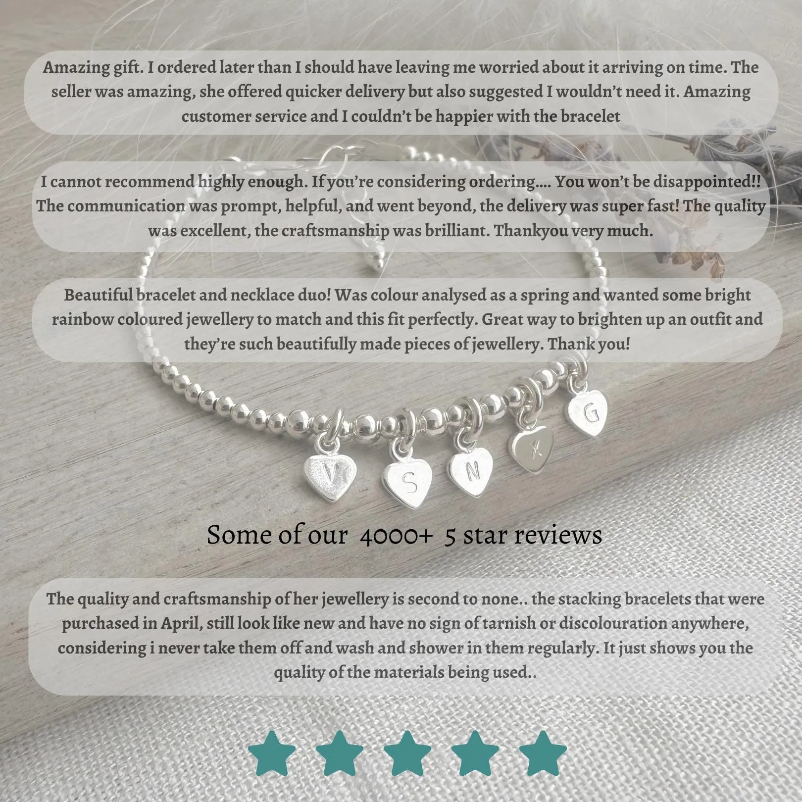 Age and Birthstone Beaded Bracelet Set in Sterling Silver, Personalised Layering Bracelet Set for Women 16th 18th 21st 30th 40th 50th 60th