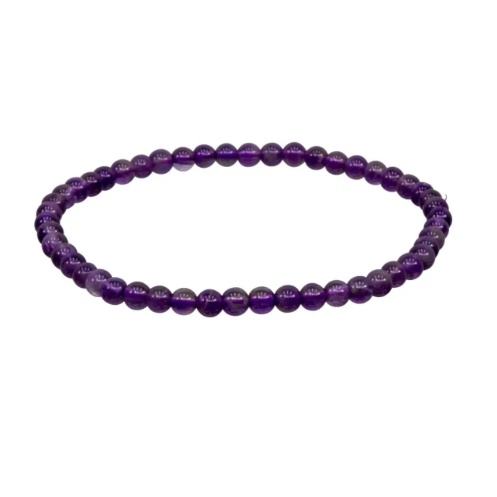 Amethyst 4mm Bead Gemstone Bracelet