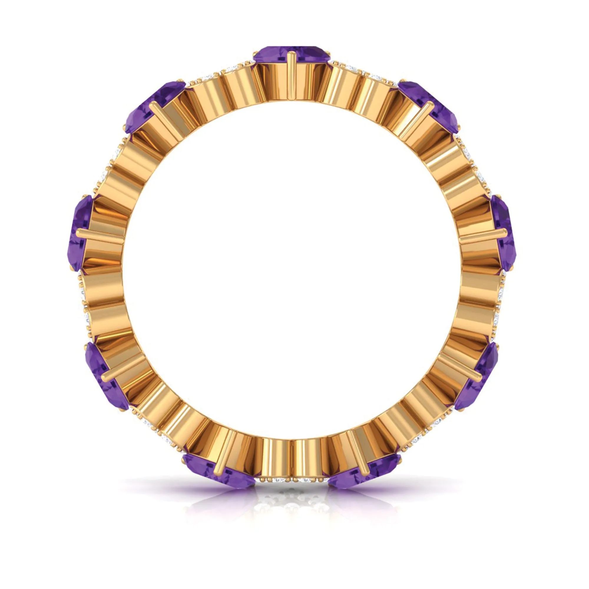 Amethyst and Diamond Heart Shape Eternity Ring
