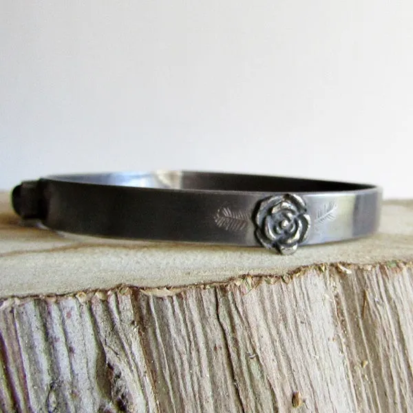 Amethyst and Rose Bangle Bracelet