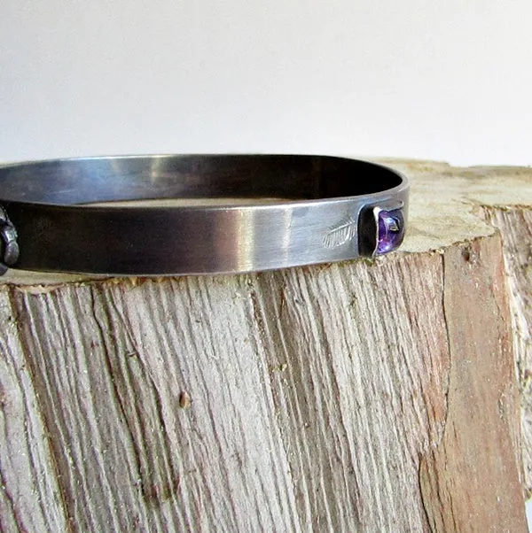 Amethyst and Rose Bangle Bracelet