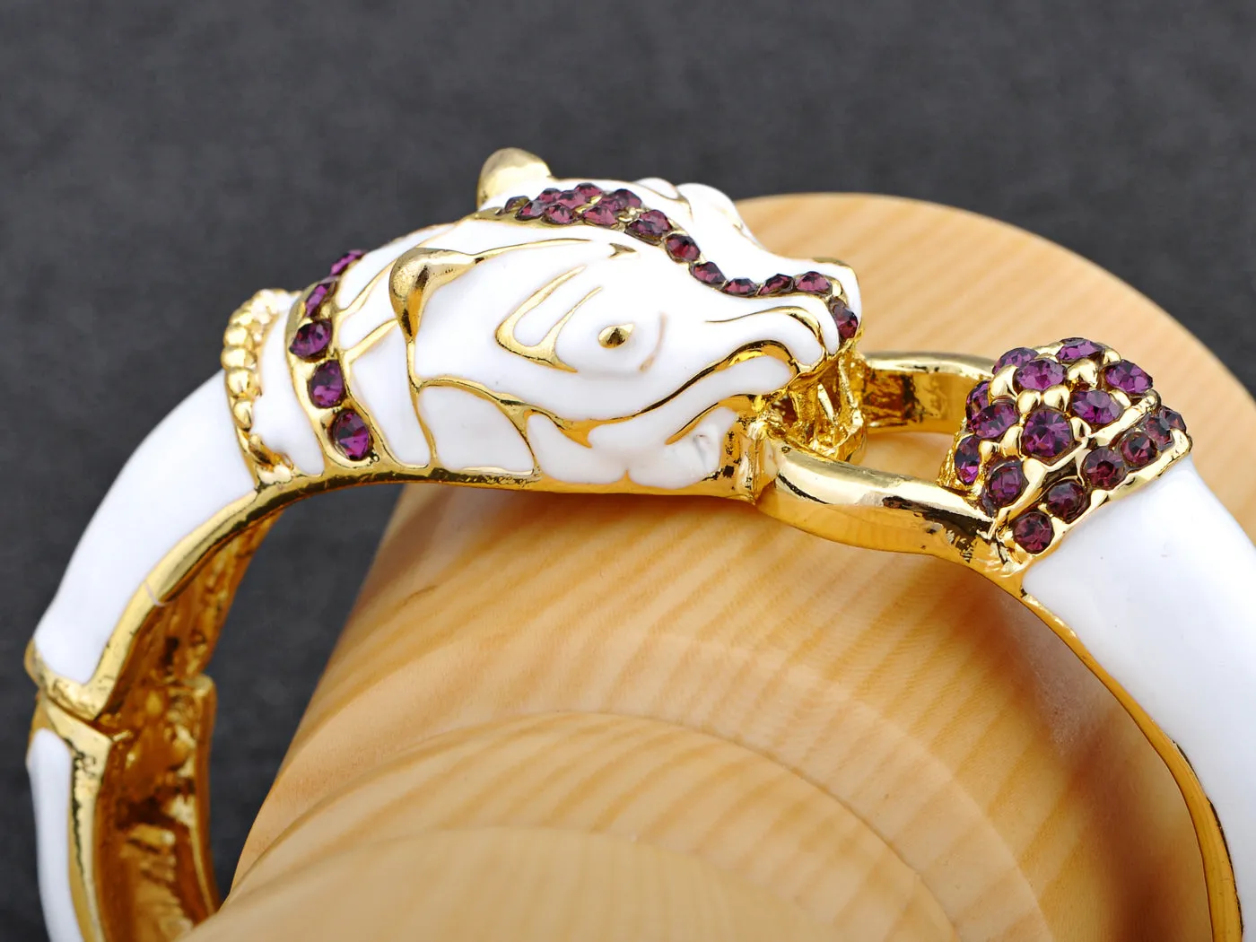 Amethyst Animal Cuff Bracelet Bangle