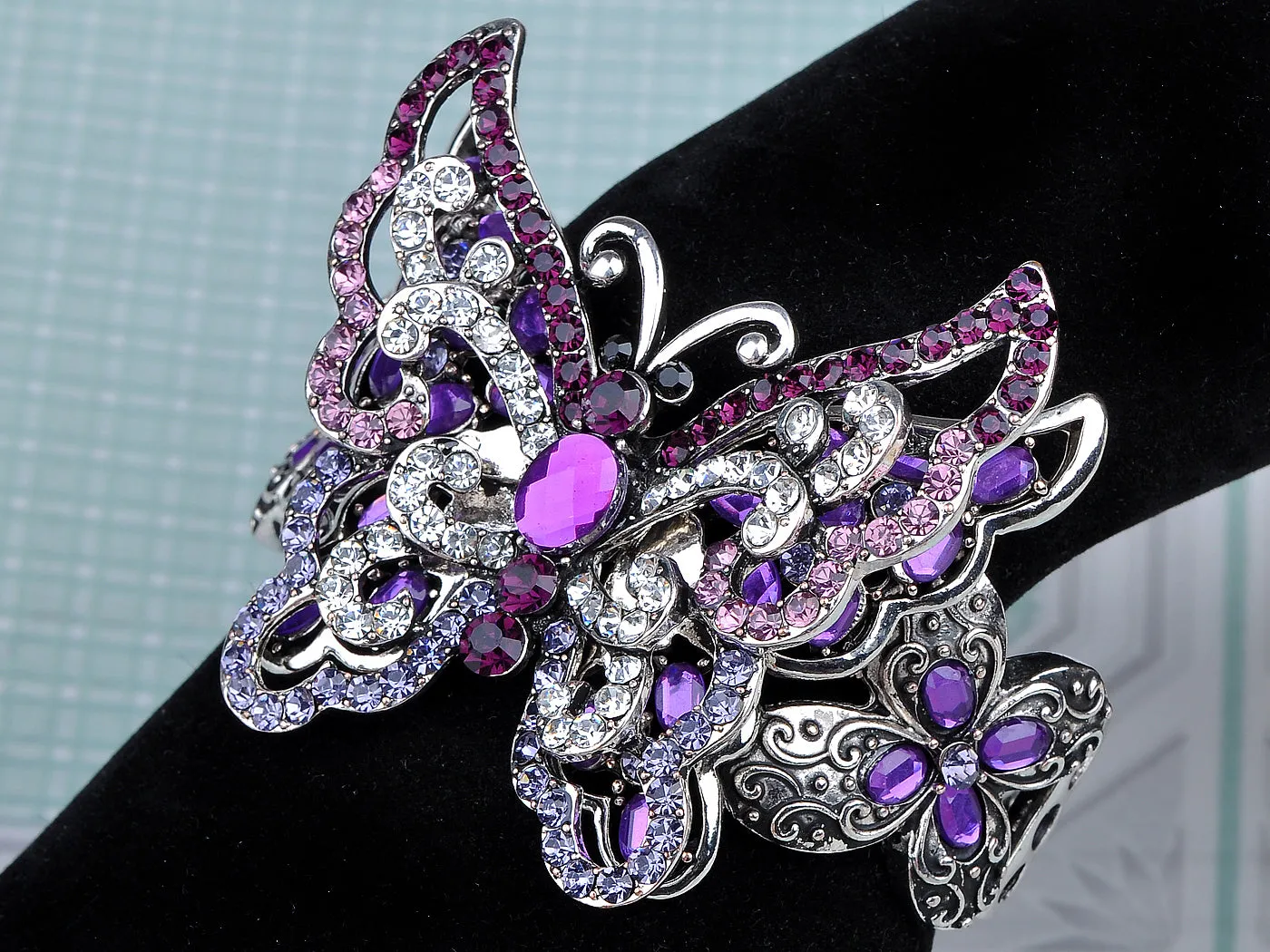 Amethyst Colored Butterfly Cuff Bracelet