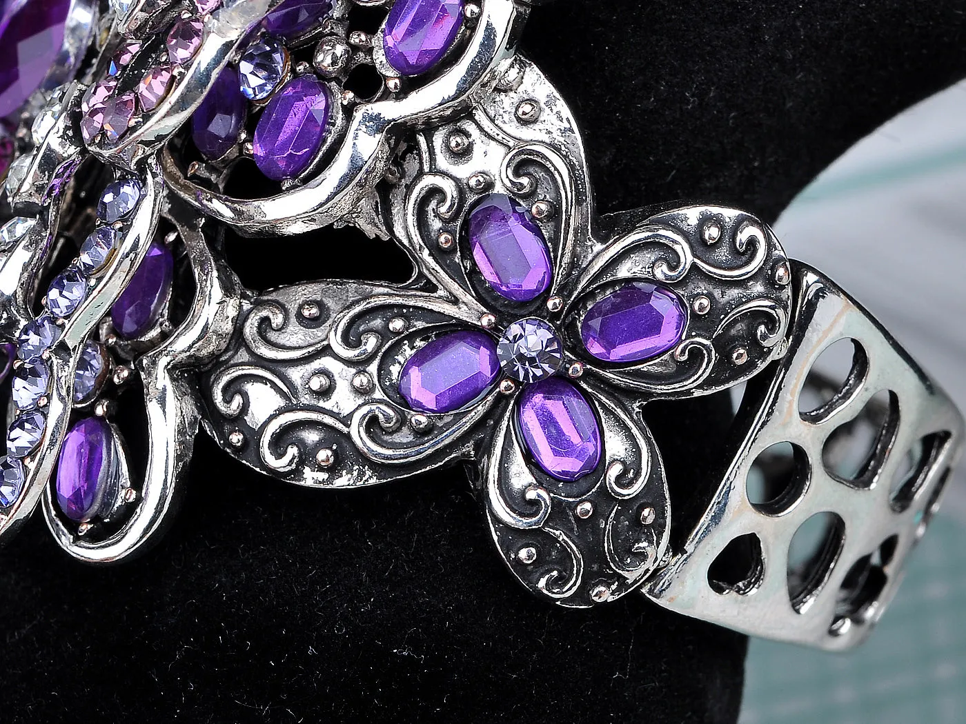 Amethyst Colored Butterfly Cuff Bracelet