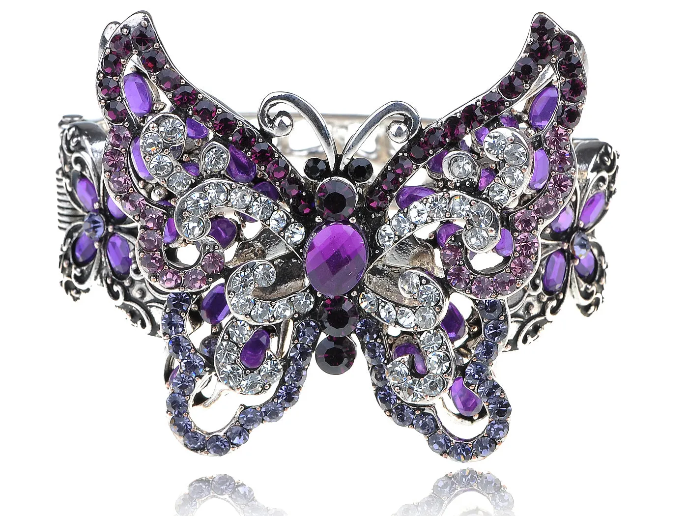 Amethyst Colored Butterfly Cuff Bracelet