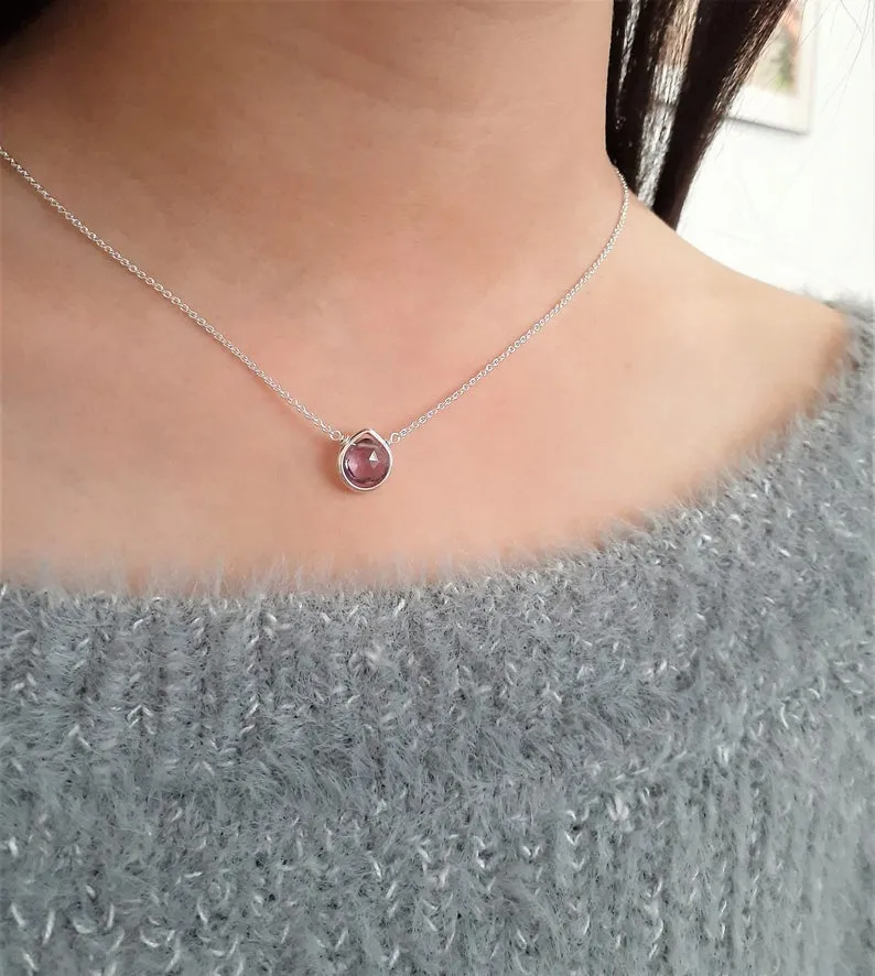 Amethyst Heart Briolette Pendant Necklace