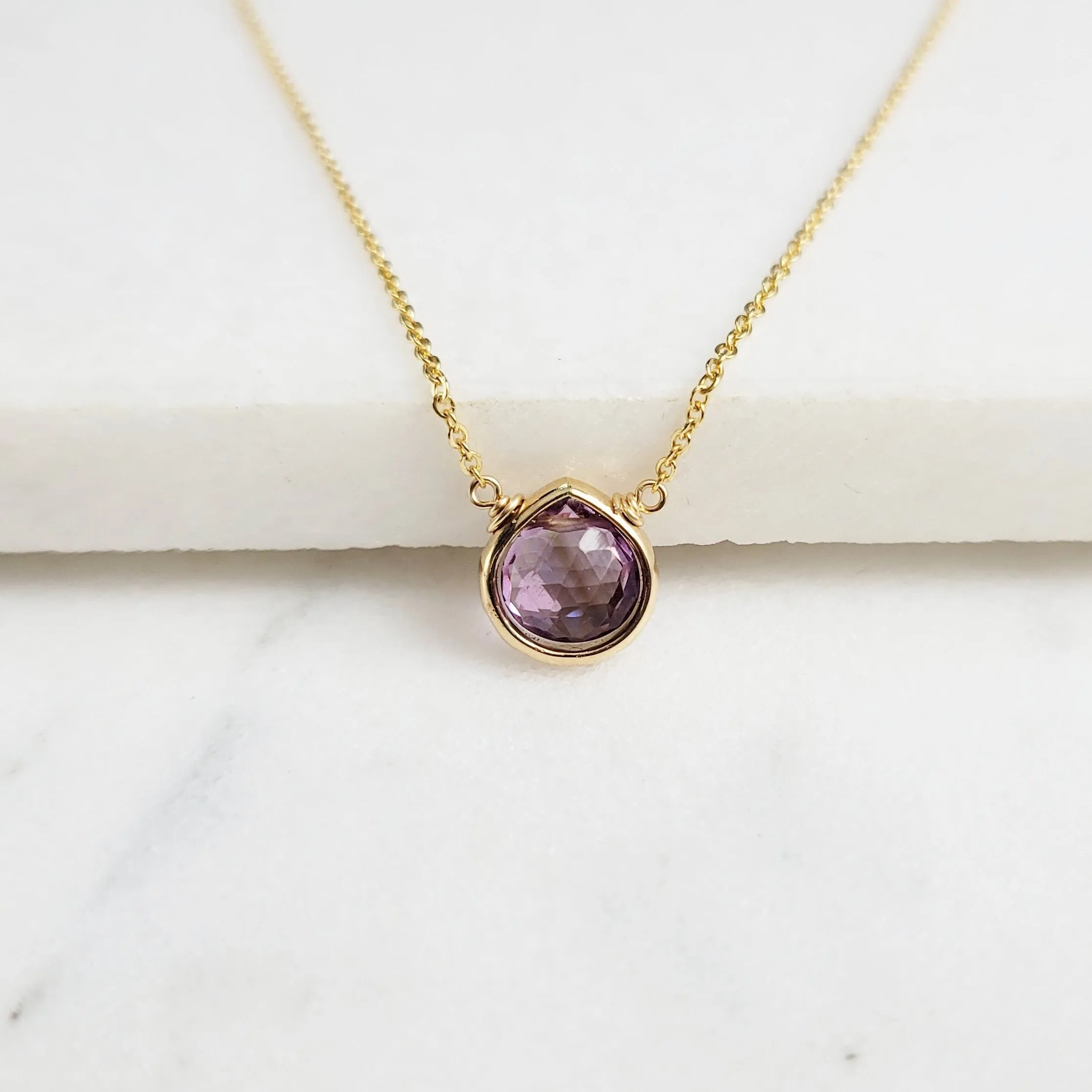 Amethyst Heart Briolette Pendant Necklace