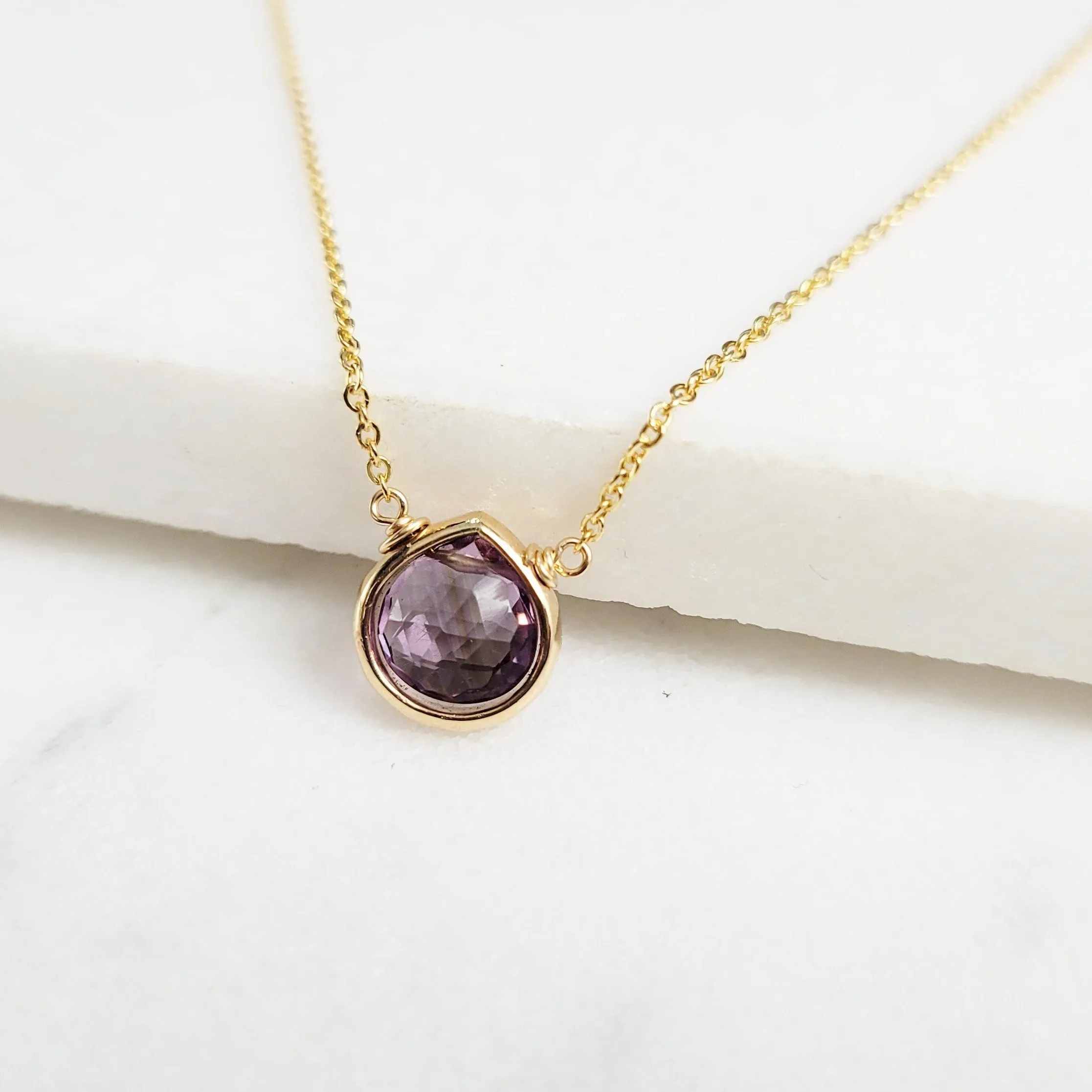 Amethyst Heart Briolette Pendant Necklace
