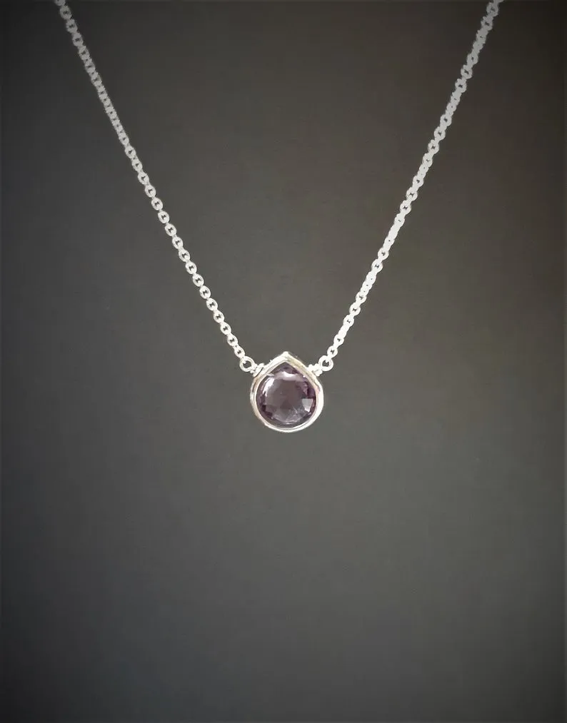 Amethyst Heart Briolette Pendant Necklace