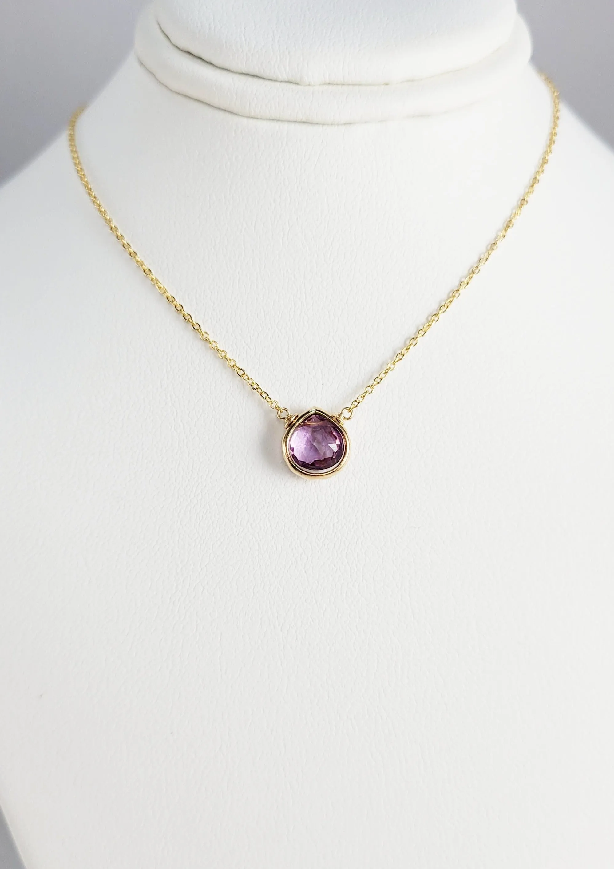 Amethyst Heart Briolette Pendant Necklace