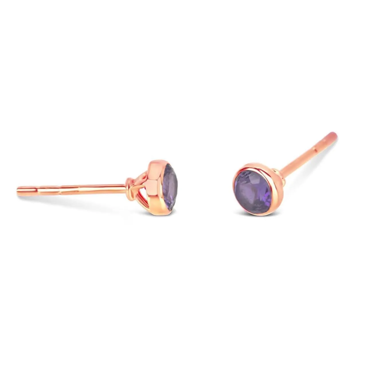Amethyst Mini Stud Earrings | Rose Gold - February