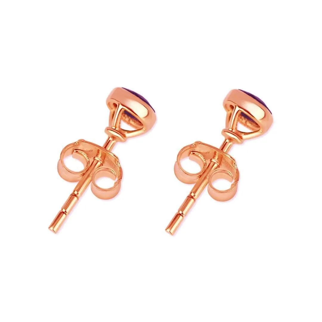 Amethyst Mini Stud Earrings | Rose Gold - February