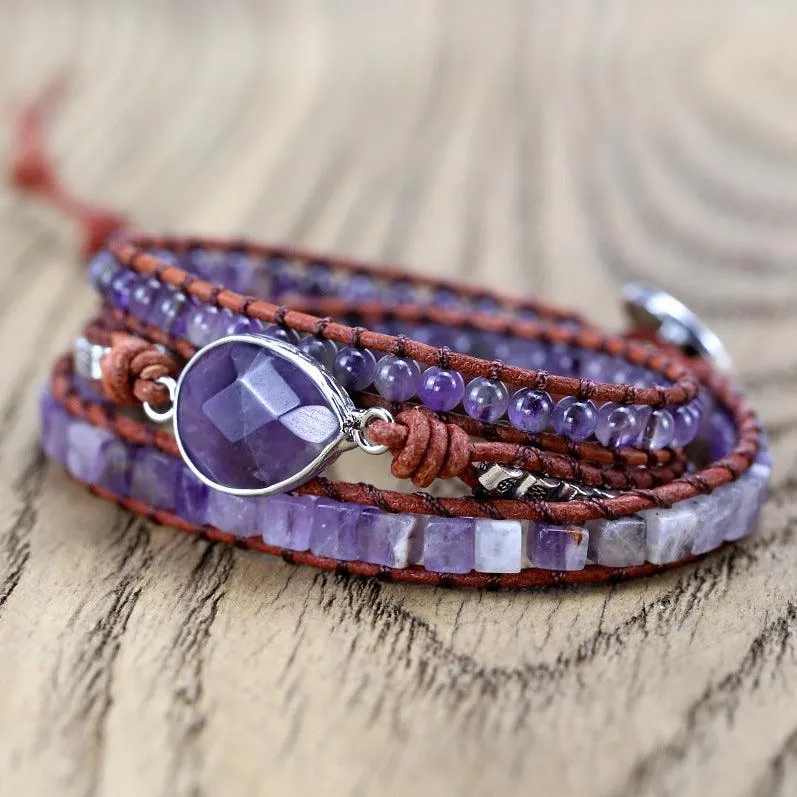 Amethyst Twilight Bohemian Handmade Wrap Bracelet