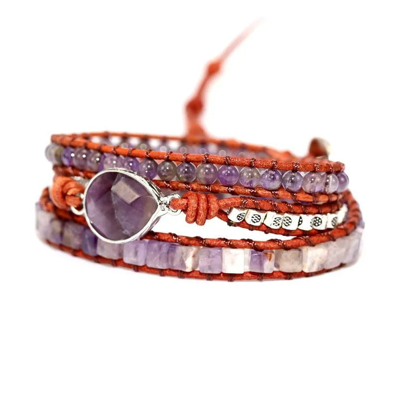Amethyst Twilight Bohemian Handmade Wrap Bracelet
