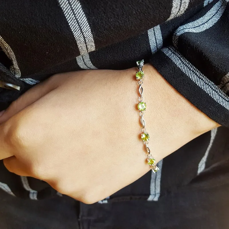 Arizona Peridot Silver Jewelry Open Link Peridot Bracelet