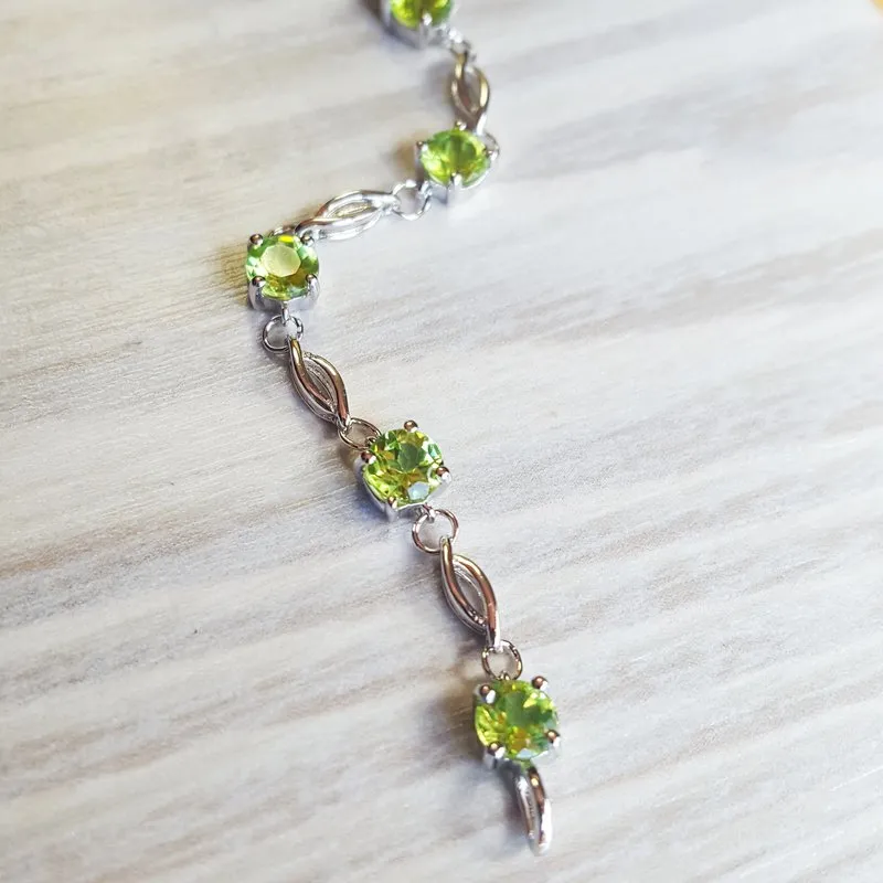 Arizona Peridot Silver Jewelry Open Link Peridot Bracelet