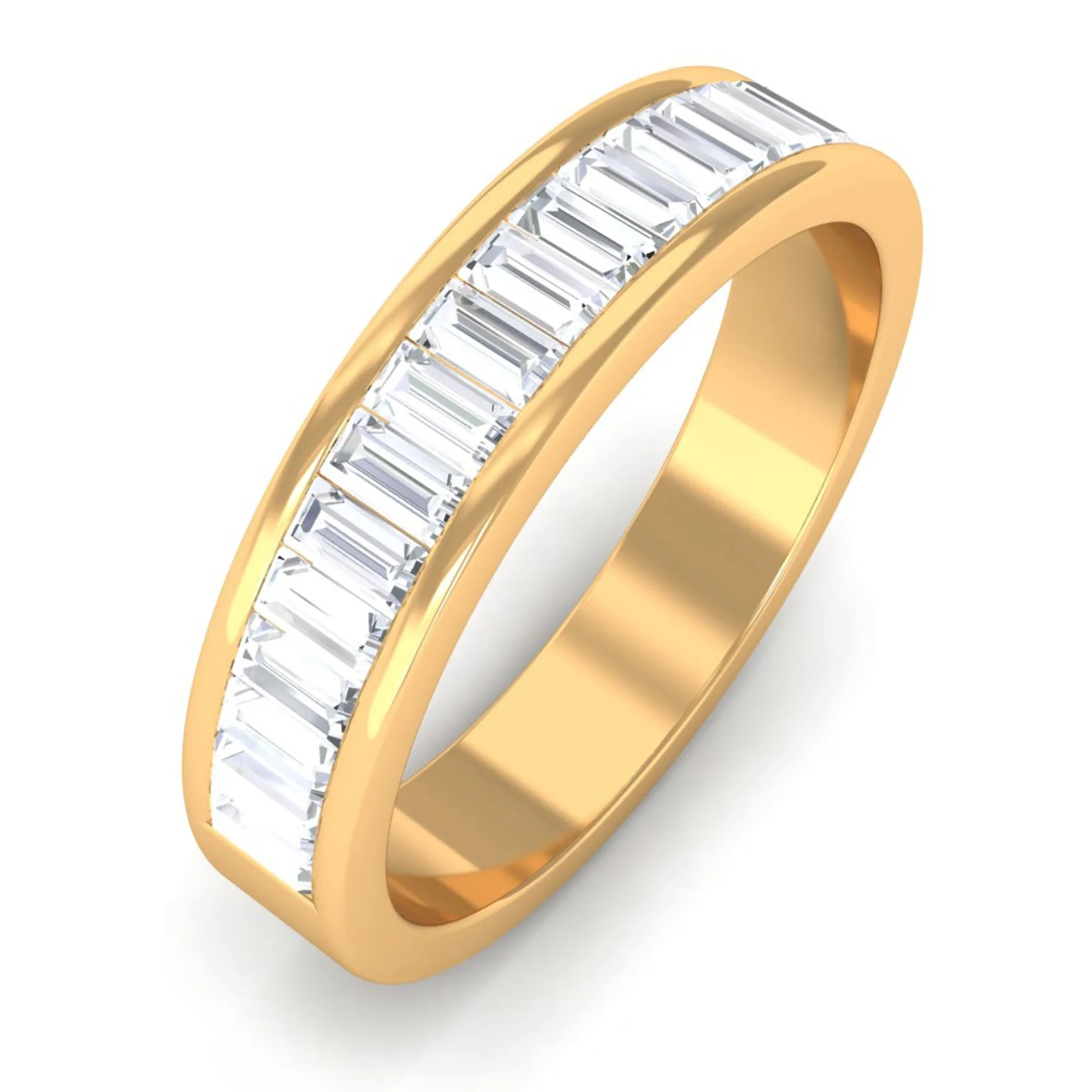 Baguette Shape Diamond Half Eternity Band Ring