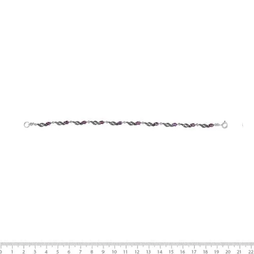 Bracelet Style Art Nouveau Argent 925 Améthyste Poire et Marcassite
