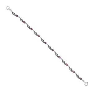 Bracelet Style Art Nouveau Argent 925 Améthyste Poire et Marcassite