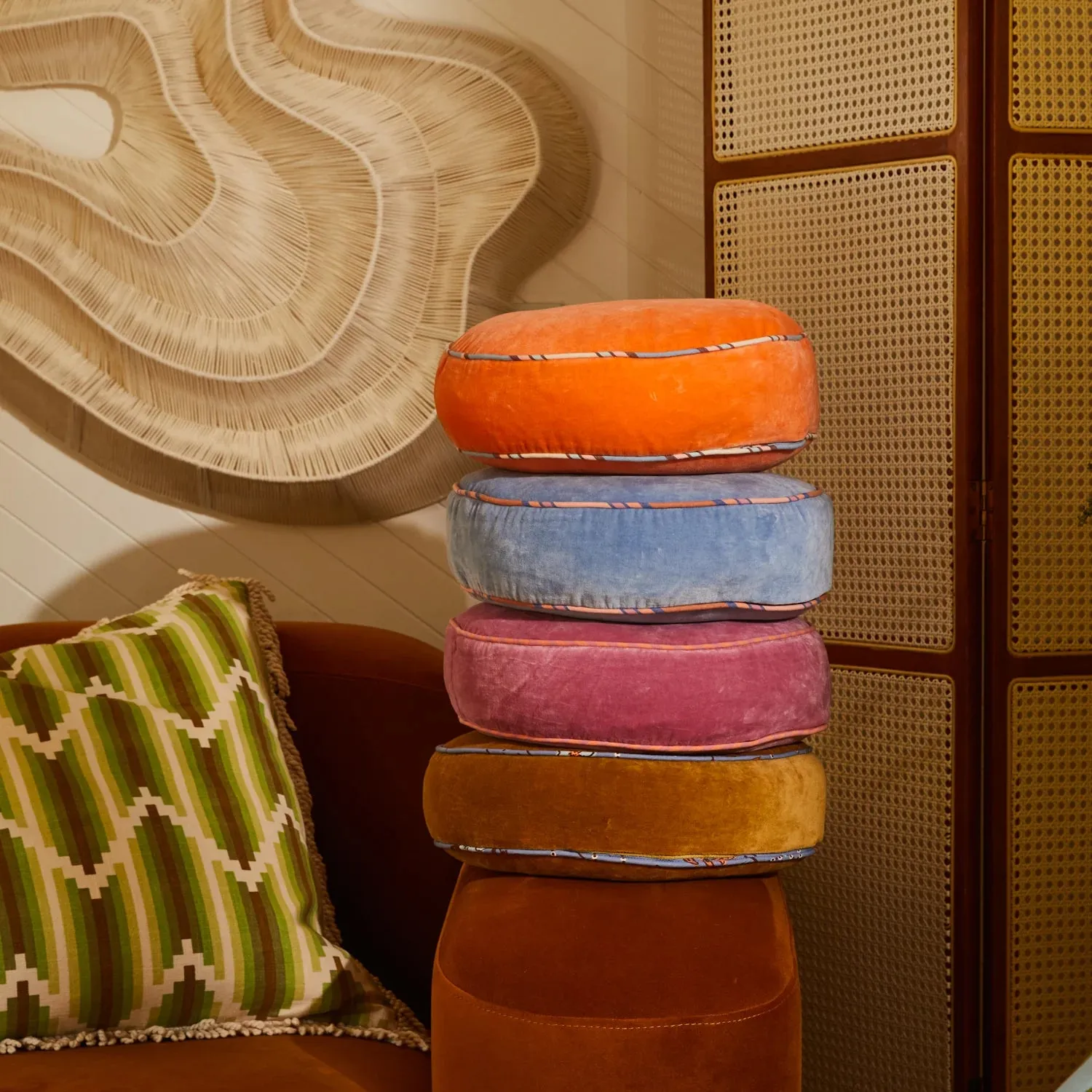 Castilo Round Velvet Cushion - Rosewater - Sage & Clare